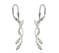 Ohrbrisur Ohrhänger Ohrringe 40x5mm Zirkonia matt-glänzend rhodiniert Silber 925