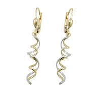 Ohrbrisur Ohrhänger Ohrringe 43x7mm 2 Spiralen bicolor mit Weißgold 9Kt GOLD