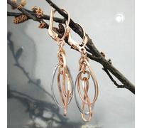 Ohrbrisur Ohrhänger Ohrringe 43x8mm 3 Ovale hängend bicolor Weißgold 9Kt Rotgold