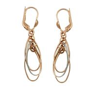 Ohrbrisur Ohrhänger Ohrringe 43x8mm 3 Ovale hängend bicolor Weißgold 9Kt Rotgold