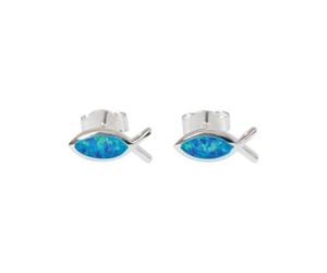 Ohrenstecker Fisch - Perlmutt blau