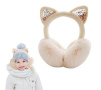 Ohrenwärmer Kinder, Ohrenschützer Aus Weichem Plüsch, Mädchen Winter Winddicht Und Warm Ohrwärmer, Süße Katzenohren Ohrenwärmer Kinder, Kopfbedeckungen Winter Für Mädchen Dame Warm Halten (Khaki)