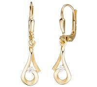 Ohrhänger 333 Gold Gelbgold teil matt 2 Zirkonia Boutons Ohrringe Goldohrringe