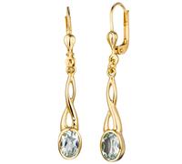 Ohrhänger 585 Gold Gelbgold 2 Aquamarine helllbau blau Ohrringe Boutons