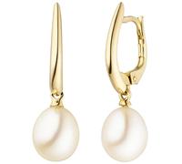 Ohrhänger 585 Gold Gelbgold 2 Süßwasser Perlen Ohrringe Perlenohrringe