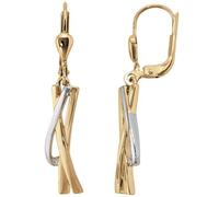 Ohrhänger 585 Gold Gelbgold bicolor 2 Diamanten Brillanten 36,7 mm