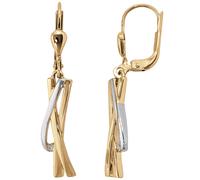 Ohrhänger 585 Gold Gelbgold bicolor 2 Diamanten Brillanten Ohrringe Goldohrringe