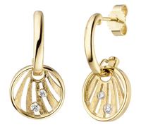 Ohrhänger 585 Gold Gelbgold eismatt 4 Diamanten Brillanten Ohrringe