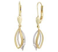 Ohrhänger 585 Gold Gelbgold Weißgold bicolor 2 Diamanten Brillanten Ohrringe