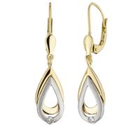 Ohrhänger 585 Gold Gelbgold Weißgold bicolor 2 Diamanten Brillanten Ohrringe