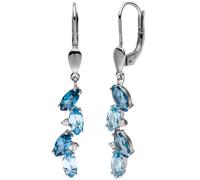Ohrhänger 585 Gold Weißgold 4 Diamanten Brillanten 8 Blautopase hellblau blau