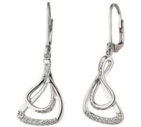 Ohrhänger 925 Sterling Silber 32 Zirkonia Ohrringe Boutons Silberohrringe