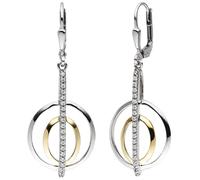 Ohrhänger 925 Sterling Silber bicolor vergoldet 38 Zirkonia Ohrringe Boutons