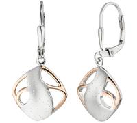 Ohrhänger 925 Sterling Silber bicolor vergoldet teil matt Ohrringe Boutons
