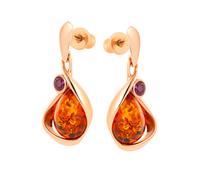 Ohrhänger aus 925 Silber, rosévergoldet, mit Bernstein und Zirkonia Lila