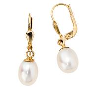 Ohrhänger Boutons Ohrringe mit Perle 585 echt Gold Gelbgold Damen