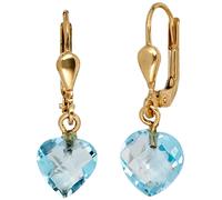 Ohrhänger Herz 585 Gold Gelbgold 2 Blautopase hellblau blau Ohrringe Boutons