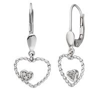 Ohrhänger Herz 585 Gold Weißgold 6 Diamanten Brillanten 0,03ct. Herzohrringe