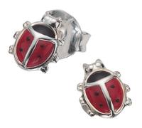Ohrhänger Marienkäfer Kinder rot schwarz Herz mit synth. Zirkonia Sterlingsilber