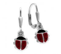 Ohrhänger Marienkäfer Kinder rot schwarz Herz mit synth. Zirkonia Sterlingsilber