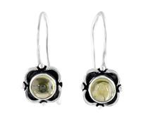 Ohrhänger mit natürlichem Peridot-Edelstein, 18 x 10 mm | Gefertigt aus 925er Sterlingsilber, versilbert | Runder Stein, schlichter, minimalistischer Ohrhänger für Damen und Mädchen | LK_RDG_00113