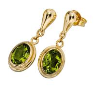 Ohrhänger oval 585 Gold Gelbgold 2 Peridote grün Ohrstecker Ohrringe