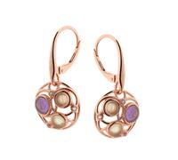 Ohrhänger rosévergoldet aus 925 Silber mit Amethyst, Quarz und Prehnit