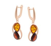 Ohrhänger rosévergoldet aus 925 Silber mit Kirsch- und Cognacbernstein