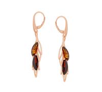 Ohrhänger rosévergoldet aus 925 Silber mit Kirsch-und Cognacbernsteinen