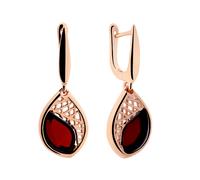 Ohrhänger rosévergoldet aus 925 Silber mit Kirschbernstein