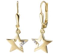 Ohrhänger Stern 333 Gold Gelbgold mattiert 4 Zirkonia Ohrringe Goldohrringe