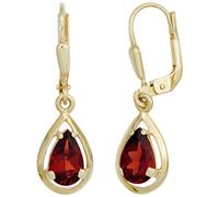 Ohrhänger Tropfen 333 Gold Gelbgold 2 Granate rot Ohrringe Granatohrringe