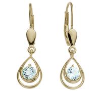 Ohrhänger Tropfen 585 Gold Gelbgold 2 Blautopase hellblau blau