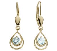 Ohrhänger Tropfen 585 Gold Gelbgold 2 Blautopase hellblau blau