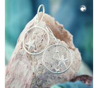 Ohrhaken Ohrring 32x18mm Ring mit filigranem Geflecht Seestern und Kugel Silber 925