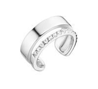 Ohrklemme FIRETTI "Schmuck Geschenk Silber 925 Ear Cuff in zweireihiger Optik", silber (silberfarben, kristallweiß, kristallweiß), Ohrringe, Damen, Silber 925 (Sterlingsilber), mit Zirkonia (synth.) (