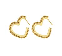 Ohrring im Herz-Design ♥ ummantelt mit gedrehter Kette - Edelstahl (Silber) - Gold