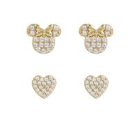 Ohrring-Set aus 925er Sterlingsilber, mit Herz und Minnie Maus, vergoldet