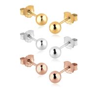 Ohrring-Set ELLI "3er Set Kreis Tricolor Geo Trend Silber vergoldet", silber, Ohrringe, Damen, onesize, ohne Stein, Silber 925 (Sterlingsilber), Ohrring-Set (023521-0)