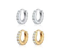 Ohrring-Set ELLI "Creolen 2er Set 925 Silber, mit Kristallen von Swarovski", silber, Ohrringe, Damen, onesize,mit Steinen, Silber 925 (Sterlingsilber), Ohrring-Set (76110960-0)