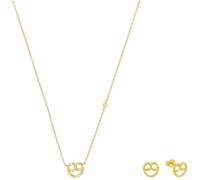 Ohrring und Ketten Set AMOR "Breze, Volksfest, Trachtenschmuck", gold (gelbgoldfarben, kristallweiß), Schmuck_Sets, Damen, Silber 925 (Sterlingsilber), mit Zirkonia (synth.) (13773569-0) gelbgoldfarbe