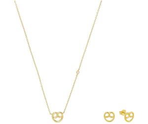 Ohrring und Ketten Set AMOR "Breze, Volksfest, Trachtenschmuck", gold (gelbgoldfarben, kristallweiß), Schmuck_Sets, Damen, Silber 925 (Sterlingsilber), mit Zirkonia (synth.) (13773569-0) gelbgoldfarbe