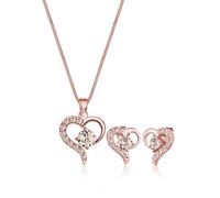 Ohrring und Ketten Set ELLI "Schmuckset Set mit Herz Weiß 925 Sterling Silber, mit Kristallen von Swarovski" Gr. 45, braun, Schmuck_Sets, Damen, 45 (37168246-45) braun