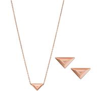 Ohrring und Ketten Set EMPORIO ARMANI "Multipack Schmuck Geschenk Edelstahl Dreieck", rosa (roségoldfarben, edelstahlfarben), Schmuck_Sets, Damen, Edelstahl, glänzend (70288264-0) roségoldfarben, edel