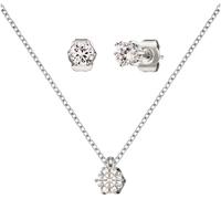Ohrring und Ketten Set ENGELSRUFER "Multipack Schmuck Geschenk SHINY", silber (silberfarben, kristallweiß, kristallweiß), Schmuck_Sets, Damen, Silber 925 (Sterlingsilber), mit Zirkonia (synth.) (51337