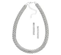 Ohrring und Ketten Set FIRETTI "Strass-Schmuckset, edel, elegant und glamourös", weiß (metallfarben, weiß, weiß), Schmuck_Sets, Damen, Metall, mit Glasstein (46751637-0) metallfarben, weiß, weiß