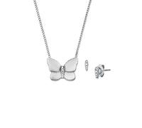 Ohrring und Ketten Set FOSSIL "Multipack Schmuck Geschenk Edelstahl SUTTON Schmetterling", edelstahlfarben, kristallfarben, kristallweiß, Schmuck_Sets, Damen, Edelstahl, mit Glasstein (89987208-0) ede