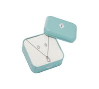 Ohrring und Ketten Set FOSSIL "Schmuck Geschenk Edelstahl Tropfen", silber (edelstahlfarben, kristallweiß, kristallweiß), Schmuck_Sets, Damen, Edelstahl, Perlen, mit Perlmutt und Glassteinen (34874516