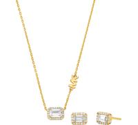 Ohrring und Ketten Set MICHAEL KORS "Mulitpack Schmuck Silber 925 Premium Kors Brilliance", gold (gelbgoldfarben, kristallweiß, kristallweiß), Schmuck_Sets, Damen, Silber 925 (Sterlingsilber), glitzer