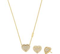 Ohrring und Ketten Set MICHAEL KORS "Mulitpack Schmuck Silber 925 Premium Kors Love Herz", gold (gelbgoldfarben, kristallweiß, kristallweiß), Schmuck_Sets, Damen, Silber 925 (Sterlingsilber), glitzern